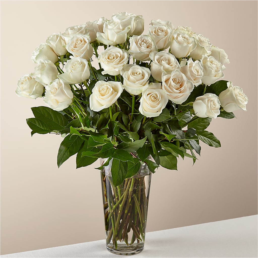 Long Stem White Rose Bouquet – LESLIE'S FLOWERS & PARTY SUPPLIES, Howell NJ