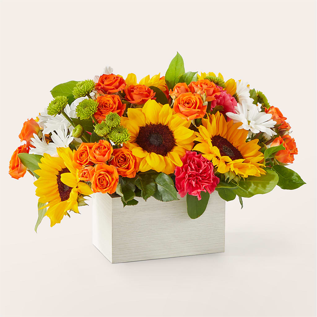 Sun-drenched Blooms Box Bouquet – LESLIE'S FLOWERS & PARTY SUPPLIES, Howell NJ