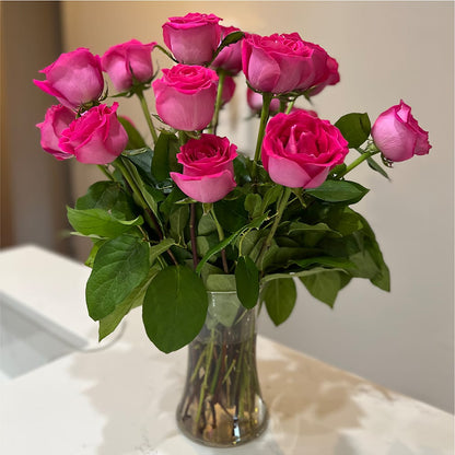 Long Stem Pink Rose Bouquet – LESLIE'S FLOWERS & PARTY SUPPLIES, Howell NJ