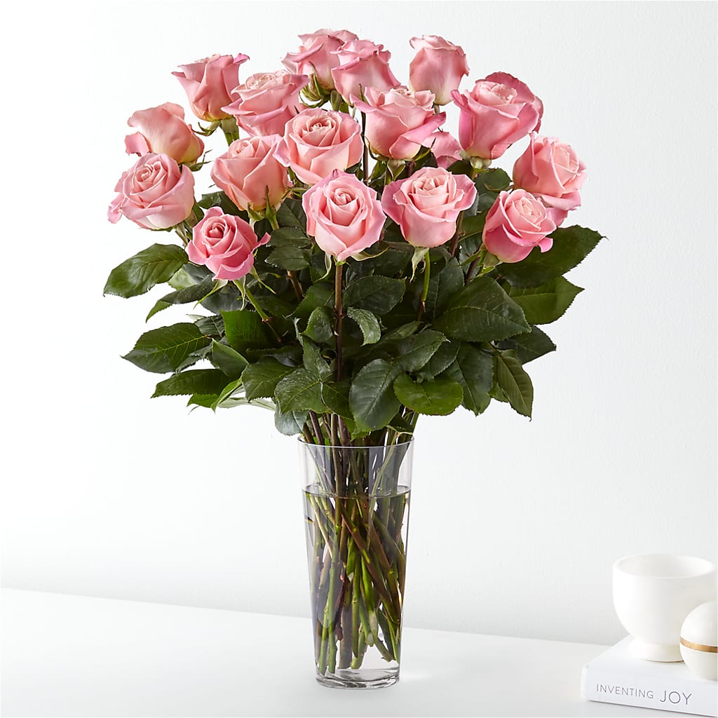 Long Stem Pink Rose Bouquet – LESLIE'S FLOWERS & PARTY SUPPLIES, Howell NJ