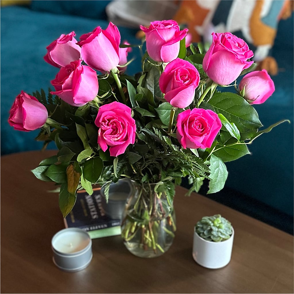 Long Stem Pink Rose Bouquet – LESLIE'S FLOWERS & PARTY SUPPLIES, Howell NJ
