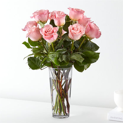 Long Stem Pink Rose Bouquet – LESLIE'S FLOWERS & PARTY SUPPLIES, Howell NJ
