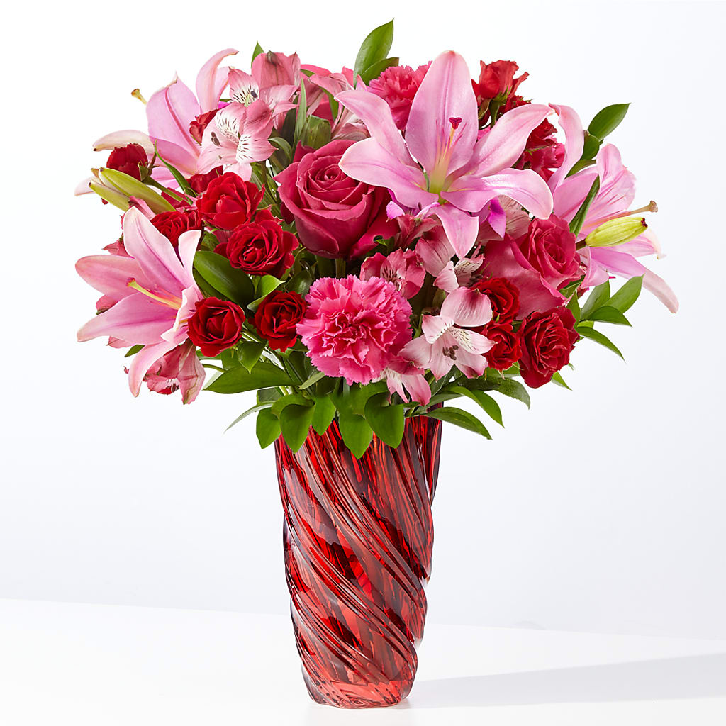 In Love Bouquet with Luxe Swirl Vase – LESLIE'S FLOWERS & PARTY SUPPLIES, Howell NJ
