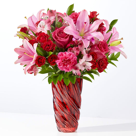 In Love Bouquet with Luxe Swirl Vase – LESLIE'S FLOWERS & PARTY SUPPLIES, Howell NJ