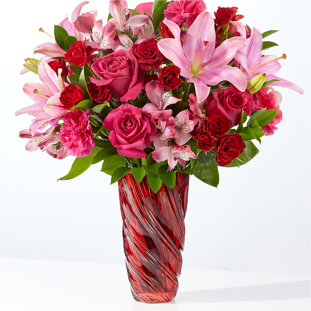 In Love Bouquet with Luxe Swirl Vase – LESLIE'S FLOWERS & PARTY SUPPLIES, Howell NJ