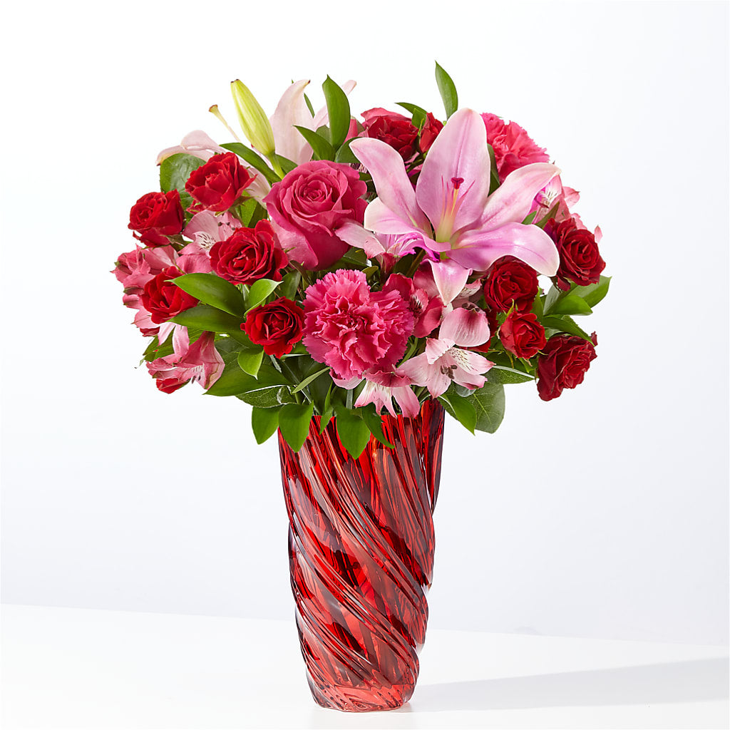 In Love Bouquet with Luxe Swirl Vase – LESLIE'S FLOWERS & PARTY SUPPLIES, Howell NJ