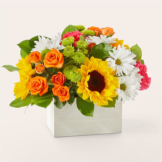 Sun-drenched Blooms Box Bouquet – LESLIE'S FLOWERS & PARTY SUPPLIES, Howell NJ