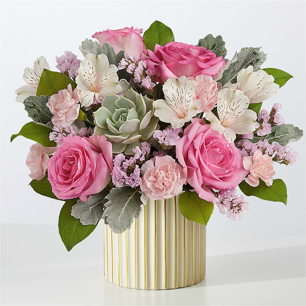 Dusty Rose Bouquet with Ivory Vase – LESLIE'S FLOWERS & PARTY SUPPLIES, Howell NJ