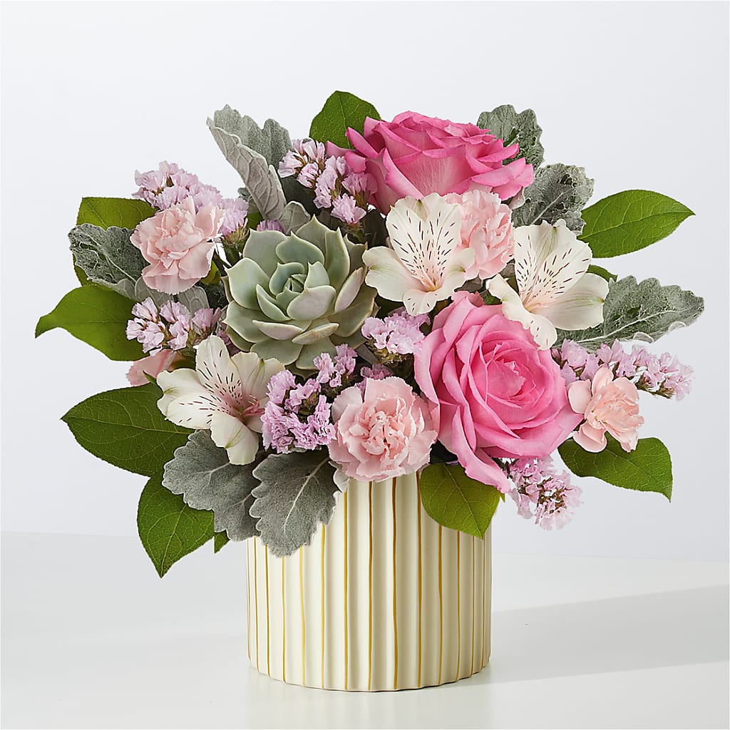Dusty Rose Bouquet with Ivory Vase – LESLIE'S FLOWERS & PARTY SUPPLIES, Howell NJ