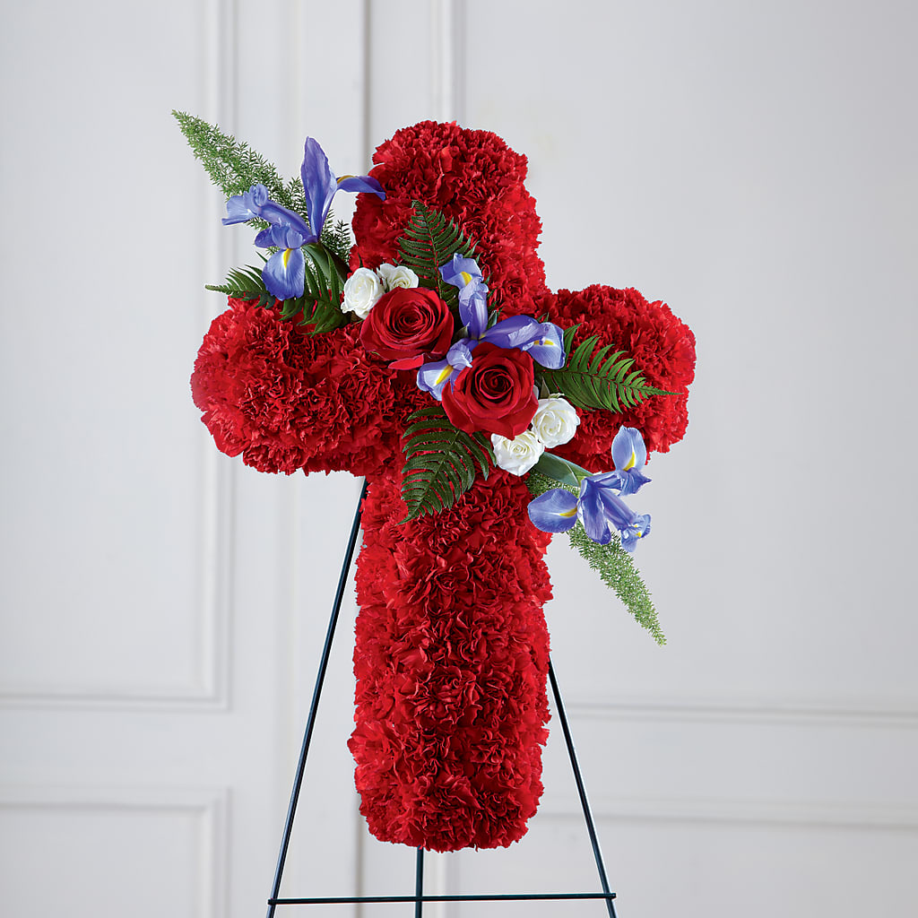 Faithful Hero Floral Cross – LESLIE'S FLOWERS & PARTY SUPPLIES, Howell NJ