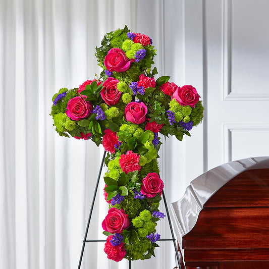 Tribute Rose Floral Cross – LESLIE'S FLOWERS & PARTY SUPPLIES, Howell NJ