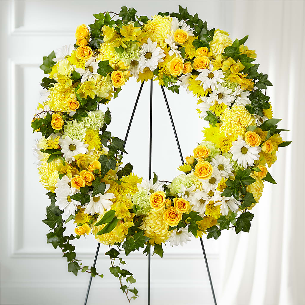 Golden Remembrance Wreath – LESLIE'S FLOWERS & PARTY SUPPLIES, Howell NJ