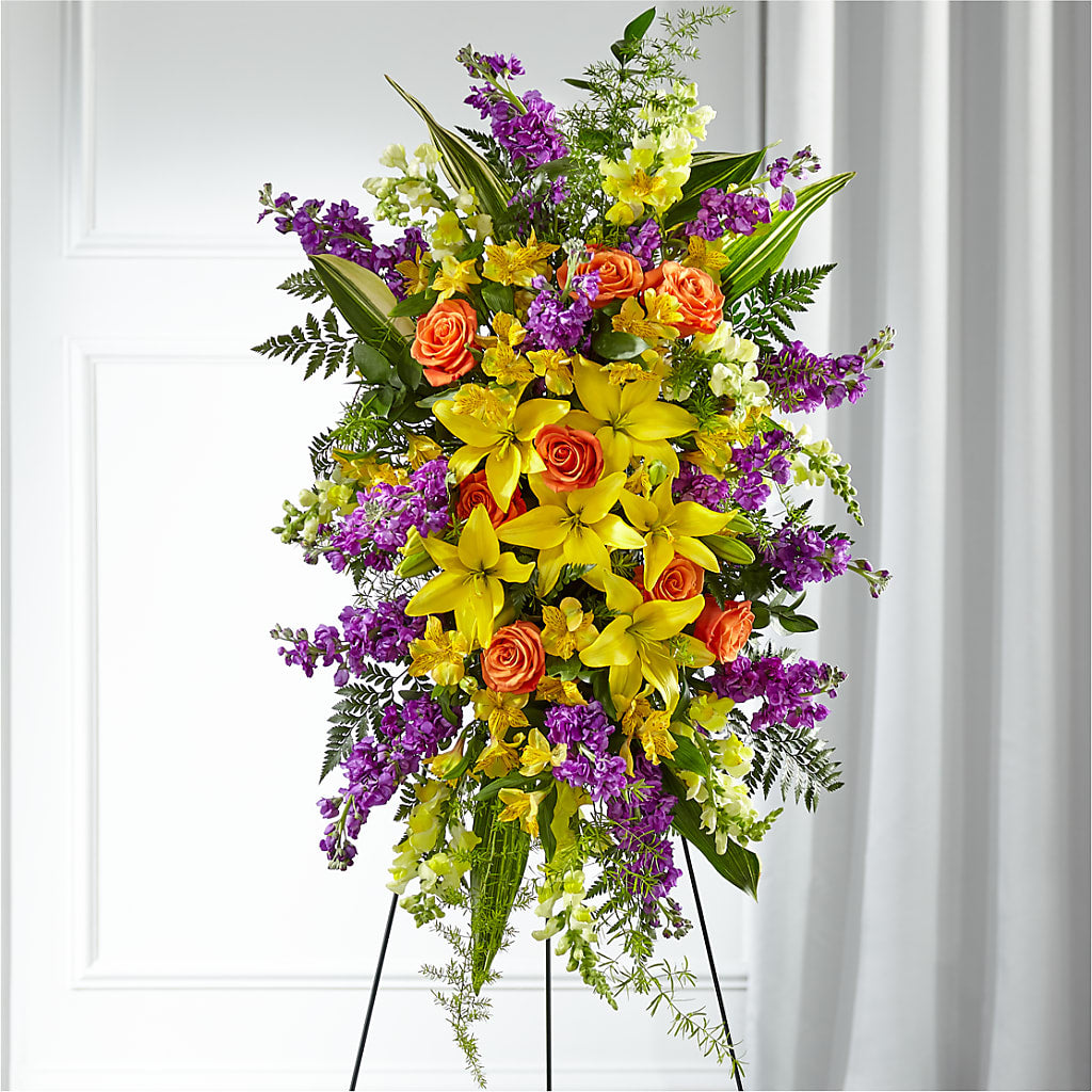 Thoughtful Prayers Standing Spray – LESLIE'S FLOWERS & PARTY SUPPLIES, Howell NJ