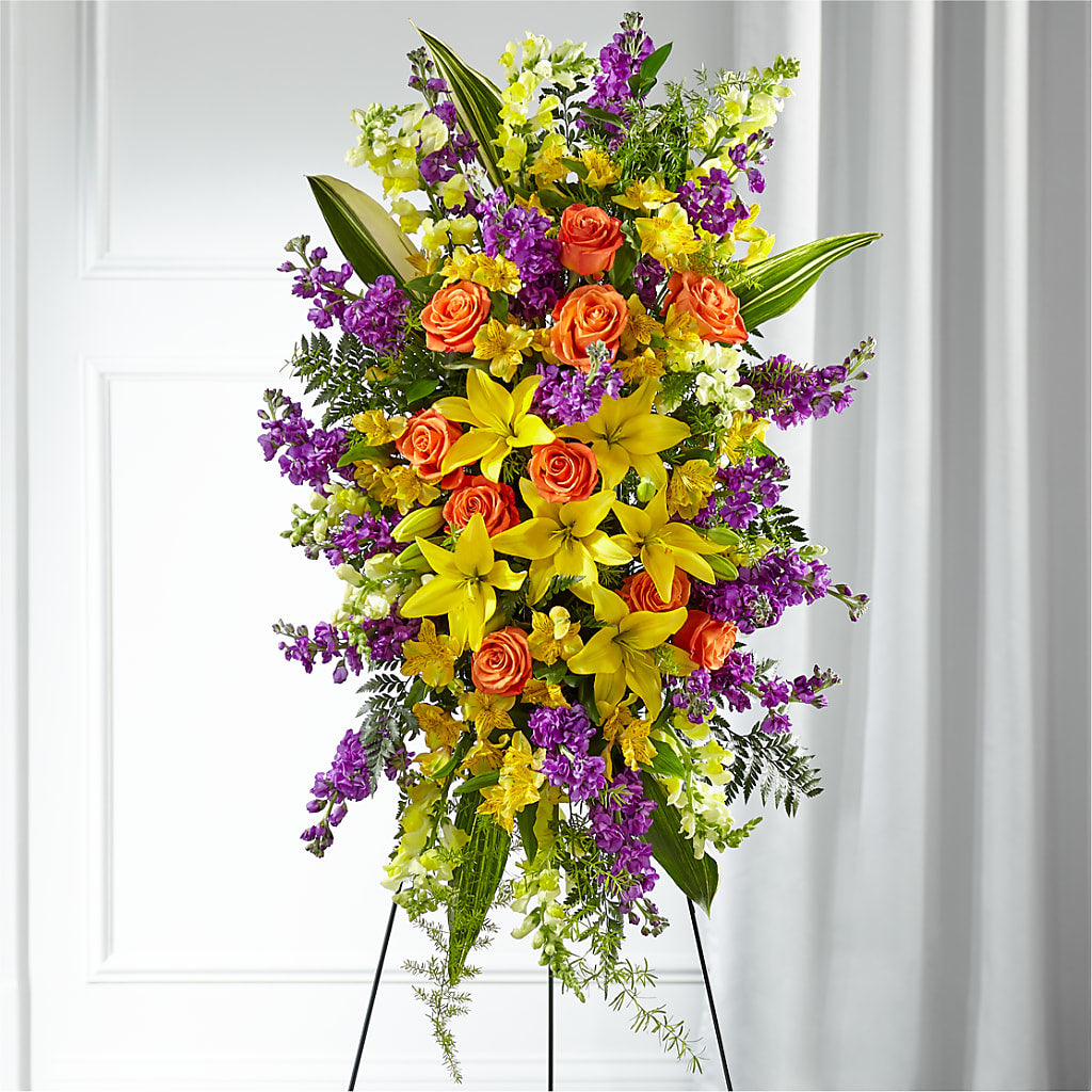 Thoughtful Prayers Standing Spray – LESLIE'S FLOWERS & PARTY SUPPLIES, Howell NJ