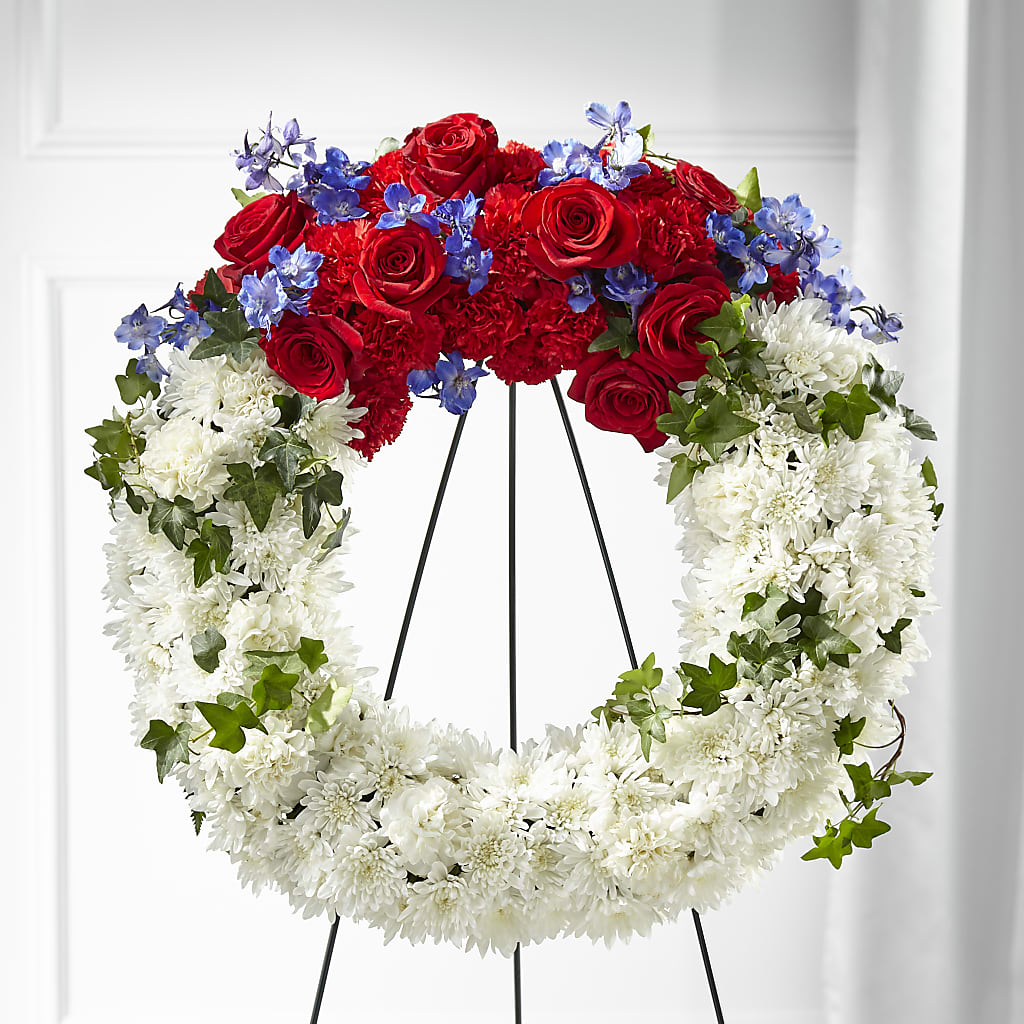 Patriotic Passion Wreath – LESLIE'S FLOWERS & PARTY SUPPLIES, Howell NJ