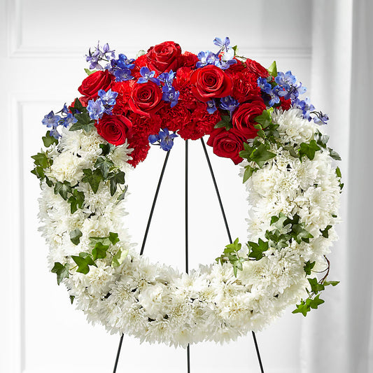 Patriotic Passion Wreath – LESLIE'S FLOWERS & PARTY SUPPLIES, Howell NJ