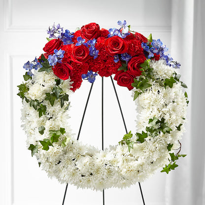 Patriotic Passion Wreath – LESLIE'S FLOWERS & PARTY SUPPLIES, Howell NJ