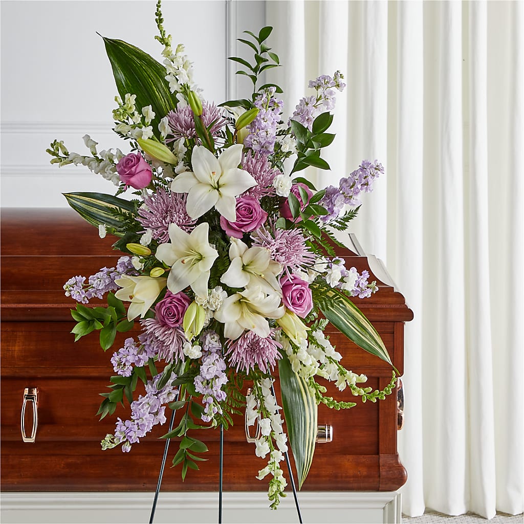 Grateful Hearts Standing Spray – LESLIE'S FLOWERS & PARTY SUPPLIES, Howell NJ