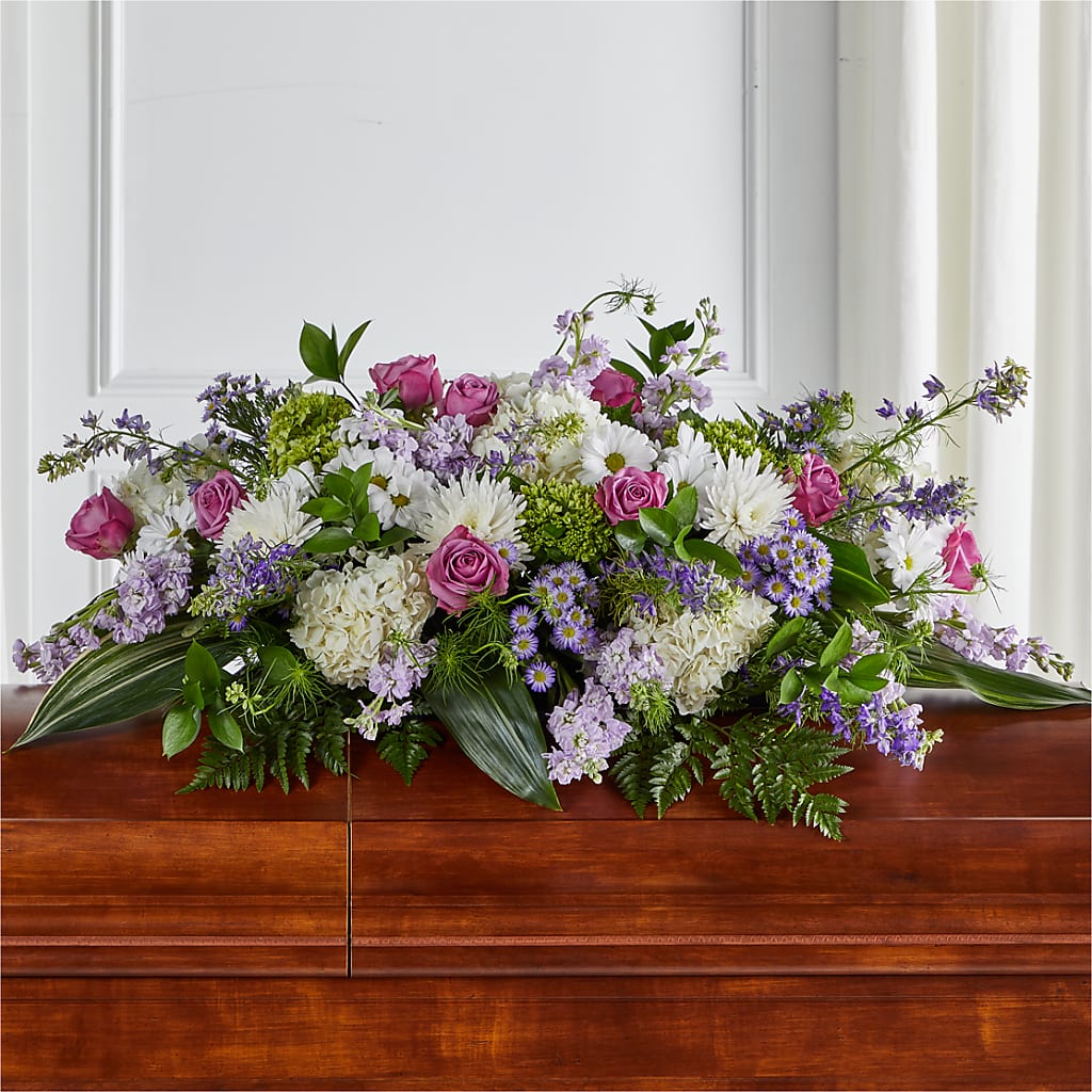 Meadows of Serenity Casket Spray – LESLIE'S FLOWERS & PARTY SUPPLIES, Howell NJ