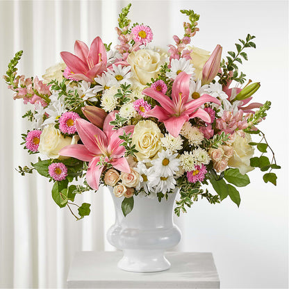 Empathetic Blooms Urn Arrangement – LESLIE'S FLOWERS & PARTY SUPPLIES, Howell NJ