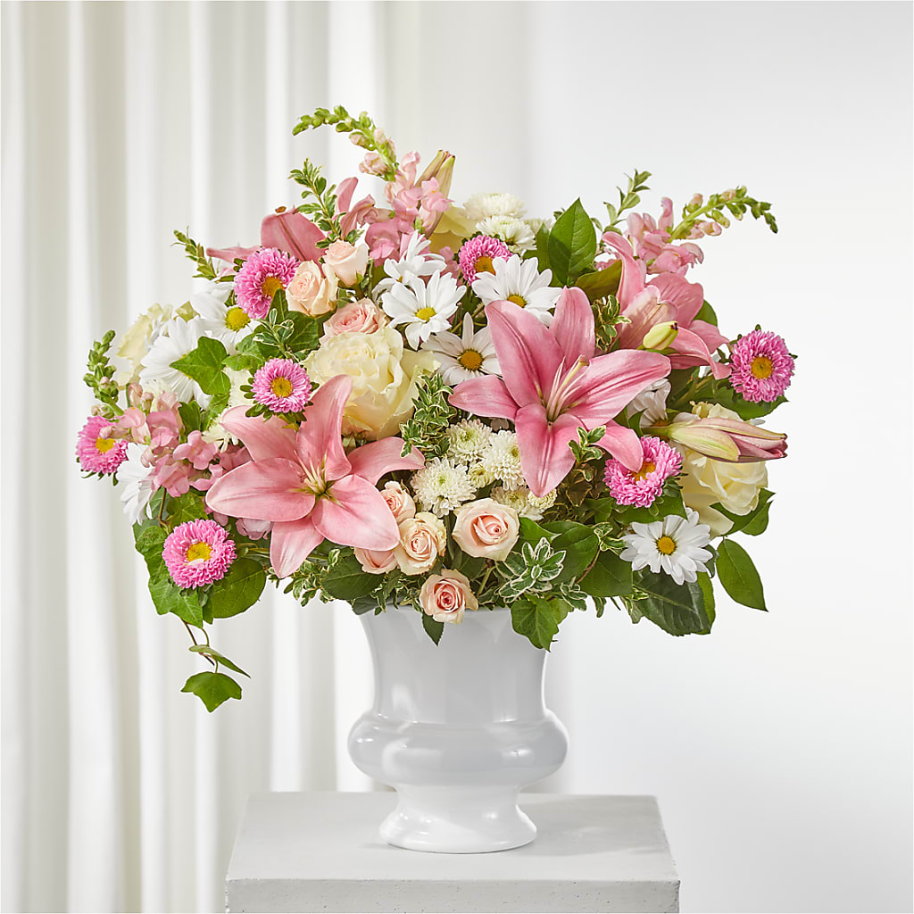 Empathetic Blooms Urn Arrangement – LESLIE'S FLOWERS & PARTY SUPPLIES, Howell NJ