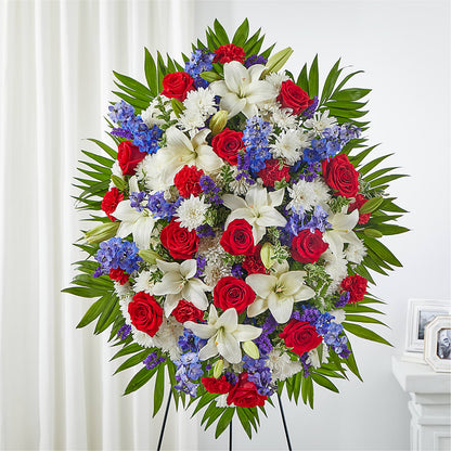 Cherished Service Standing Spray – LESLIE'S FLOWERS & PARTY SUPPLIES, Howell NJ
