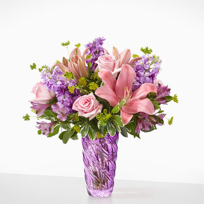 Precious Petals Bouquet with Luxe Swirl Vase – LESLIE'S FLOWERS & PARTY SUPPLIES, Howell NJ