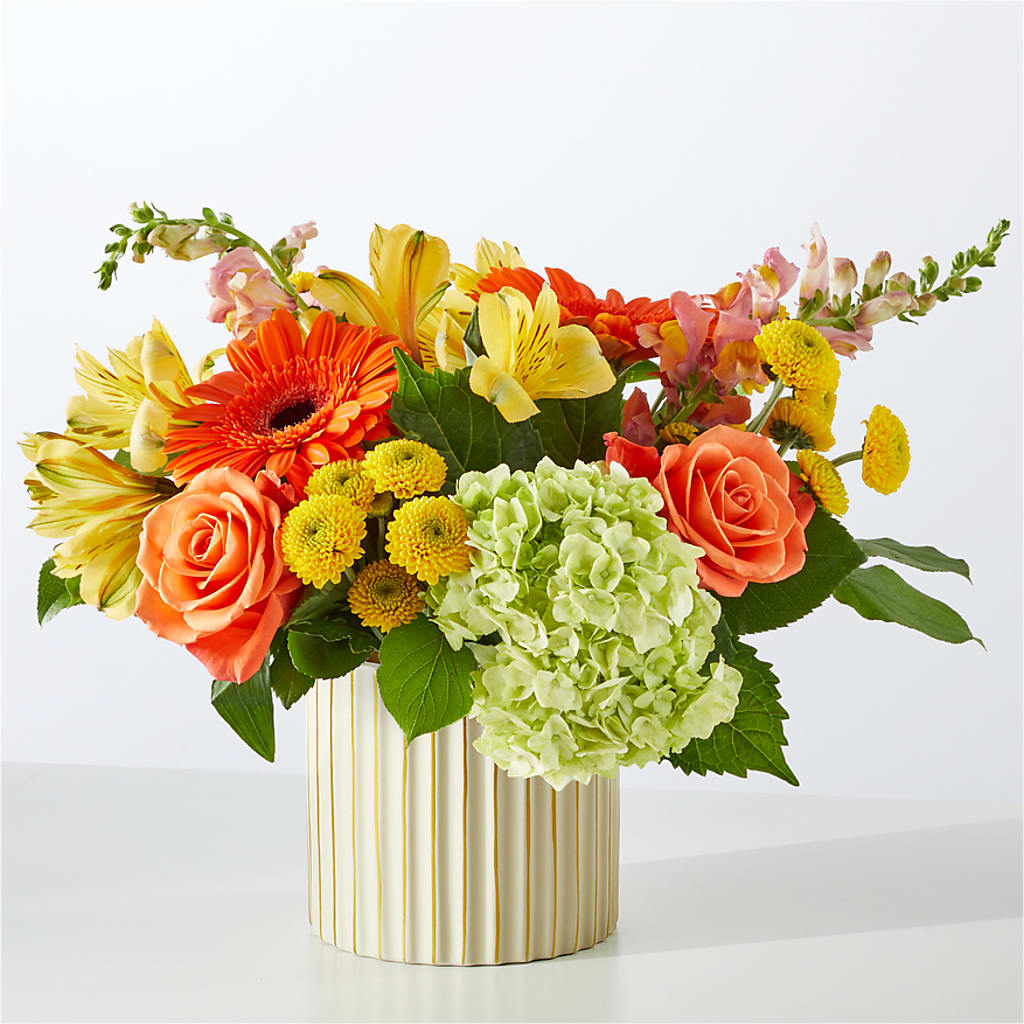 Autumn Sunshine Bouquet with Ivory Vase – LESLIE'S FLOWERS & PARTY SUPPLIES, Howell NJ