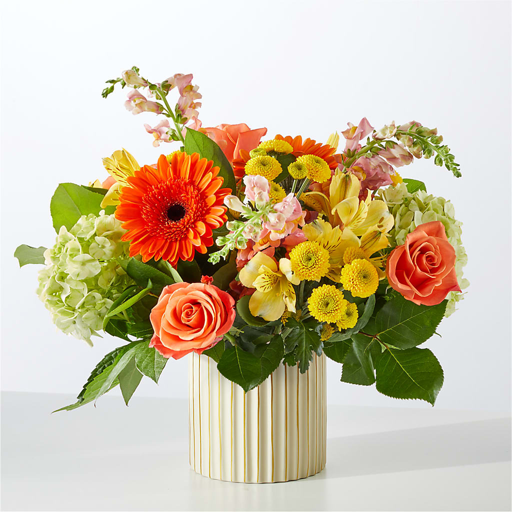 Autumn Sunshine Bouquet with Ivory Vase – LESLIE'S FLOWERS & PARTY SUPPLIES, Howell NJ