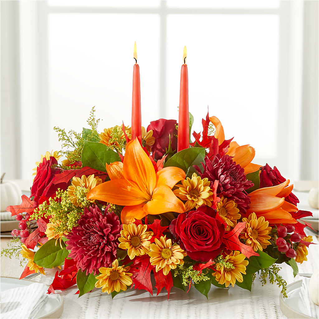Autumn's Embrace Centerpiece – LESLIE'S FLOWERS & PARTY SUPPLIES, Howell NJ