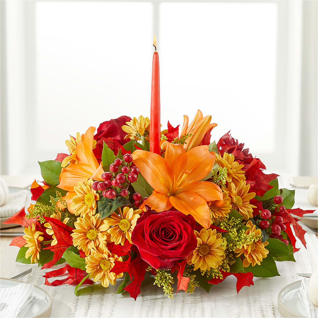 Autumn's Embrace Centerpiece – LESLIE'S FLOWERS & PARTY SUPPLIES, Howell NJ