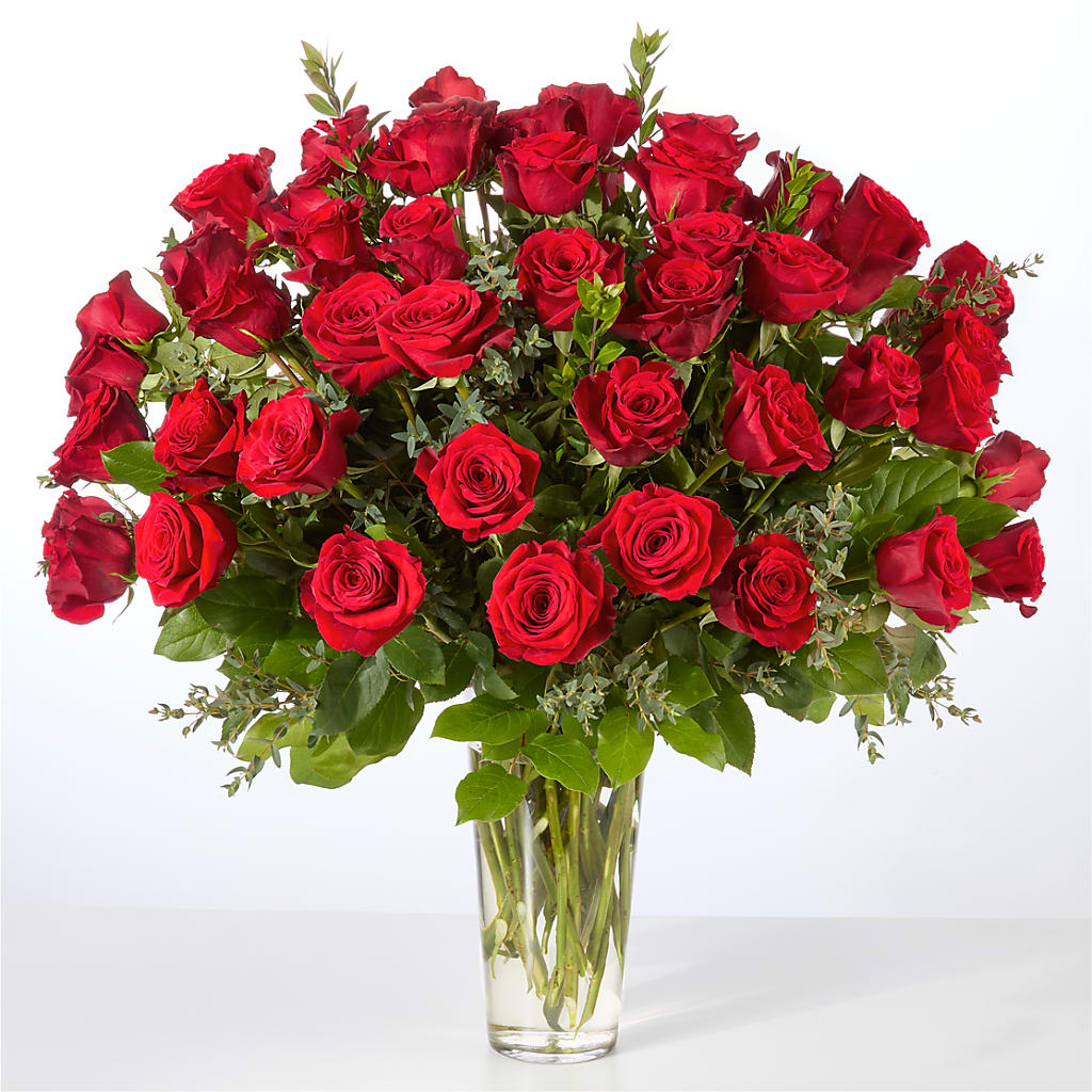 Forever Yours Fifty Stem Red Rose Bouquet – LESLIE'S FLOWERS & PARTY SUPPLIES, Howell NJ