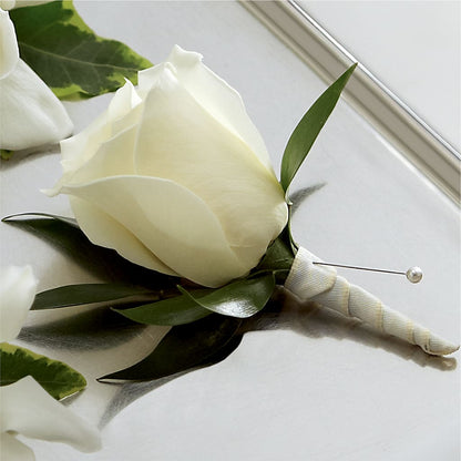 White Rose Boutonniere – LESLIE'S FLOWERS & PARTY SUPPLIES, Howell NJ