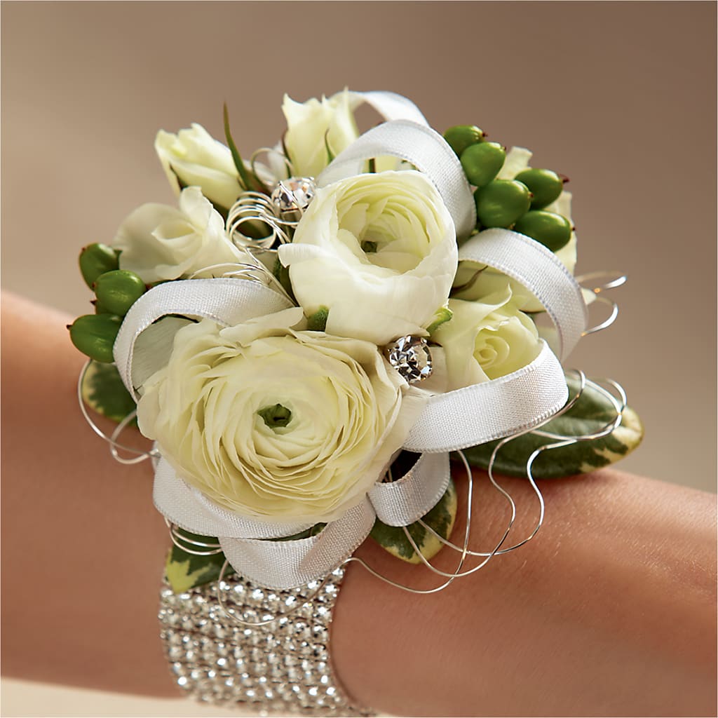 White Wedding Corsage – LESLIE'S FLOWERS & PARTY SUPPLIES, Howell NJ